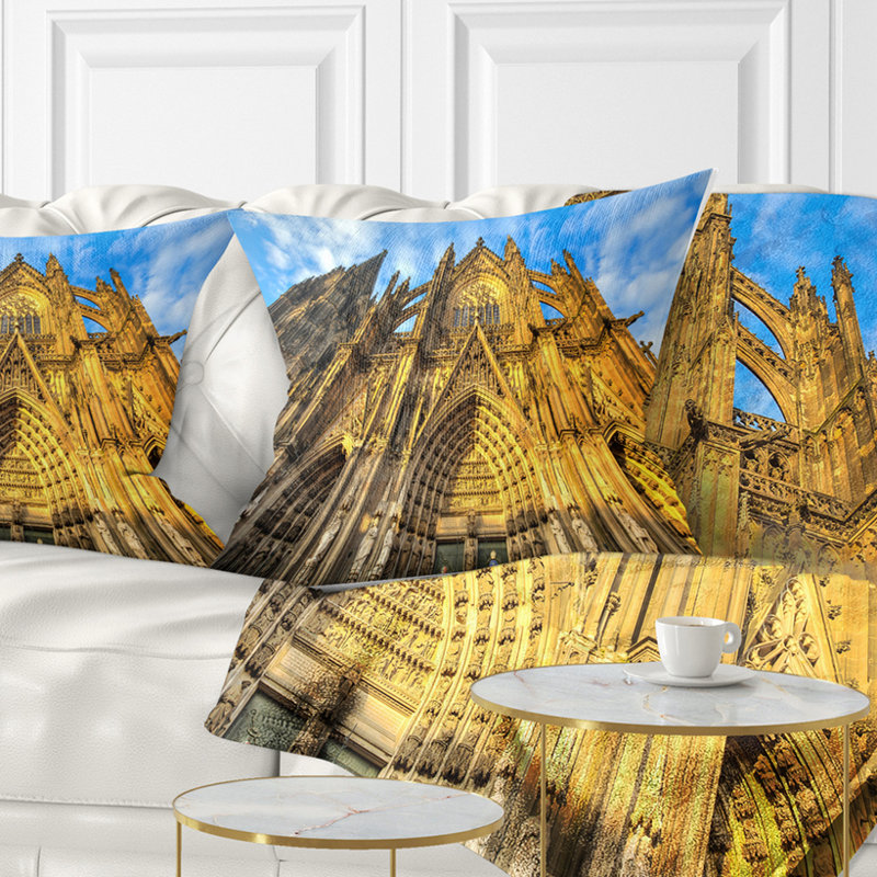 Oreiller cityscape dom à city cologne éclairé par soleil art, 18 po x 18 po, Coussin décoratif