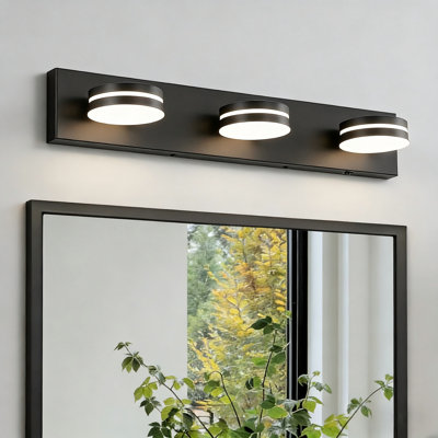 3-Light Matte Black LED Bathroom Vanity Light with 5 Selectable Light Colors 5CCT & 350° Rotatable Heads