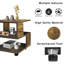 Table de chevet cubique à 3 niveaux, table de bout asymétrique en bois manufacturé avec patins anti-rayures, table de chevet en bois naturel pour petites chambres-917313499