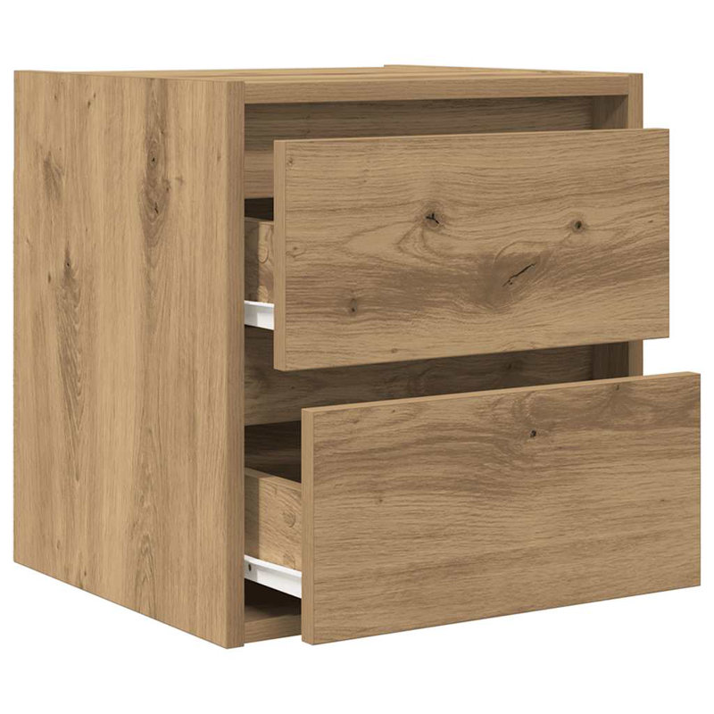 Wall-Mounted Bedside Cabinets 2 Pcs 38X34x40 Cm, Artisan Oak, 1