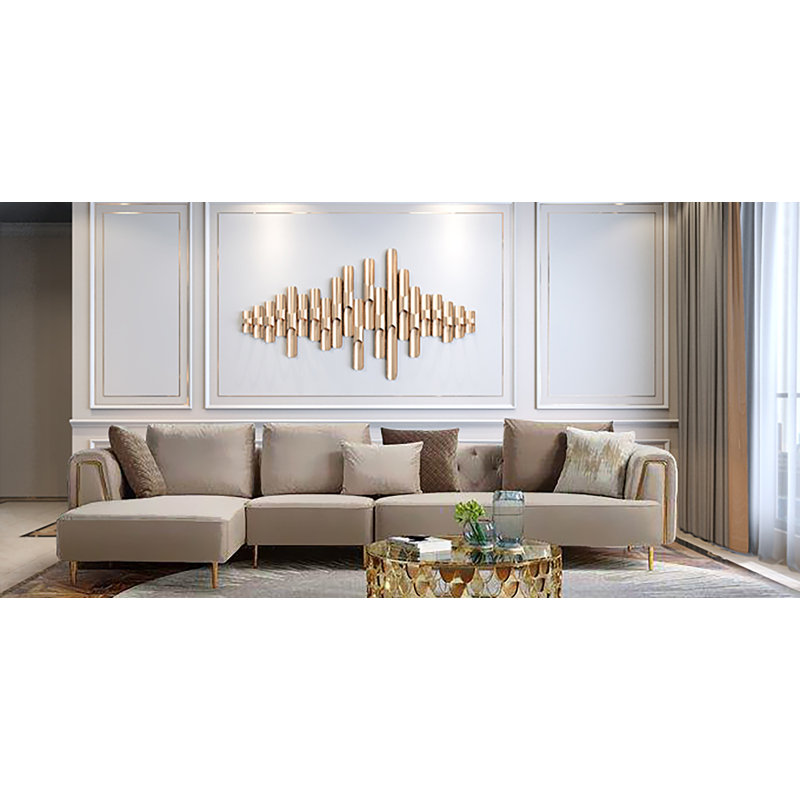 Stoltenberg Velvet L-Shaped Sectional, Left Hand Facing, Cream Velvet