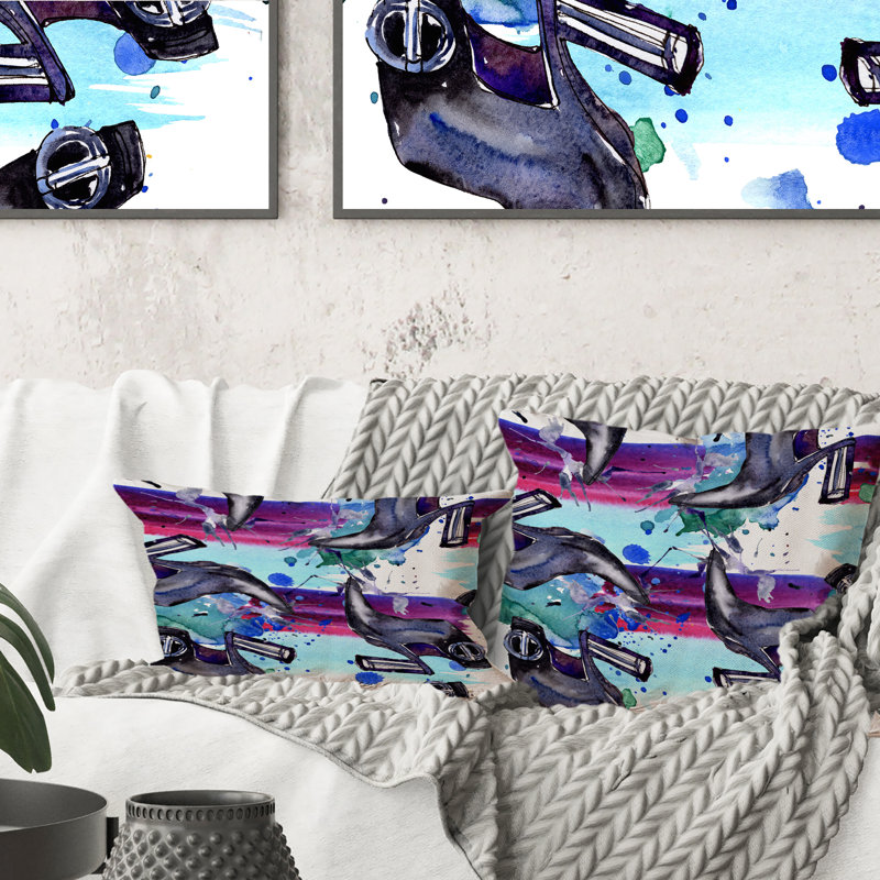 Croquis glamour mauve et bleu - coussin imprimé Glam