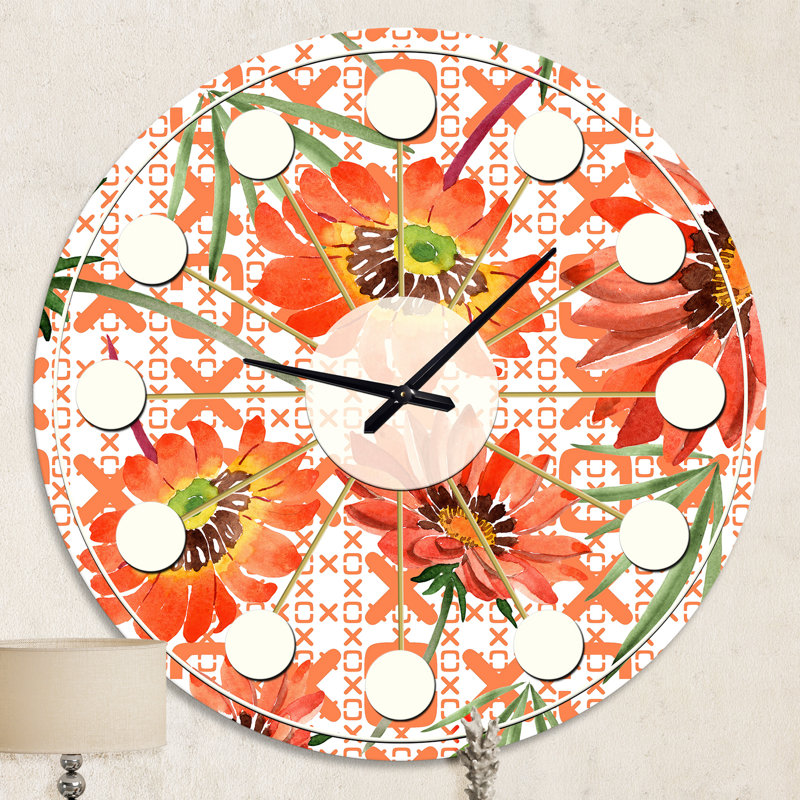 Horloge murale Floral Botanical Retro I - Mid-Century, Moyenne