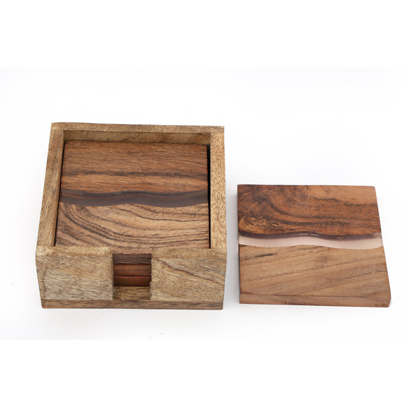 Wood Square 4 Piece Set