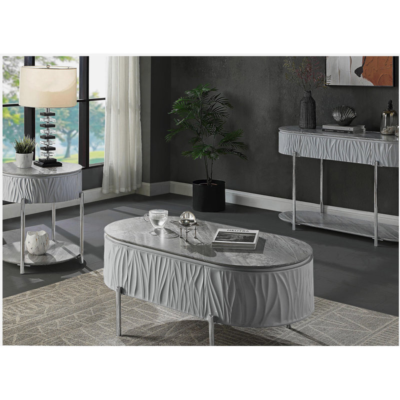 Table basse grise grise et chromée