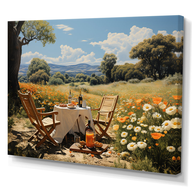 Joyeux rassemblement de pique-niques pour deux - pique-nique, art mural, impressions sur toile, Toile tendue