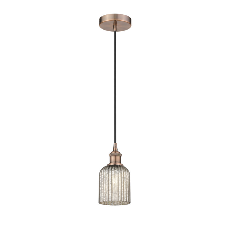 Edison Addeline 1 Light 5" Cord Hung, Matte Black, Metallic Gray