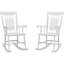 Ensemble de 2 chaises berçantes d'extérieur en bois, 350 lb Balancelles de véranda avec dossier haut pour jardin, patio, balcon