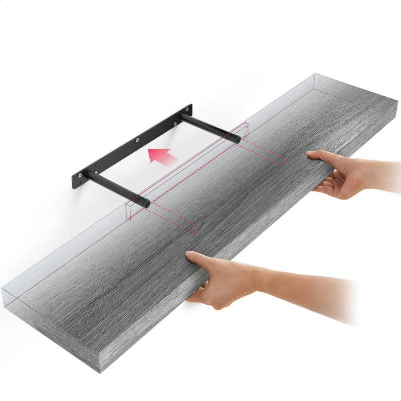 Miami Floating Shelf with Invisible Wall Mount Bracket, Gray Oak, 36 Inches Shelf