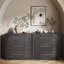 Buffet modulaire cannelé à 3 tiroirs, ébène-1680632985