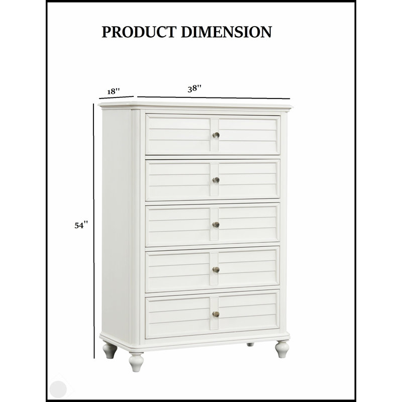 Commode côtière de style transitionnel avec finition blanc antique, tiroirs en queue d'aronde et glissières à roulement à billes pour un fonctionnement en douceur