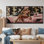 «Blonde Babe On Exotic Pink Sports Car - Fashion Girl Power», art mural
