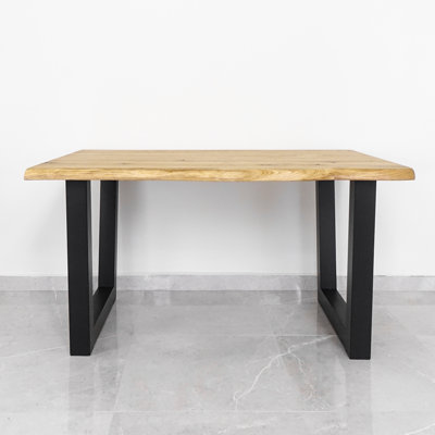 Hailie Oak Rectangular Wood Top Dining Table with Steel Base