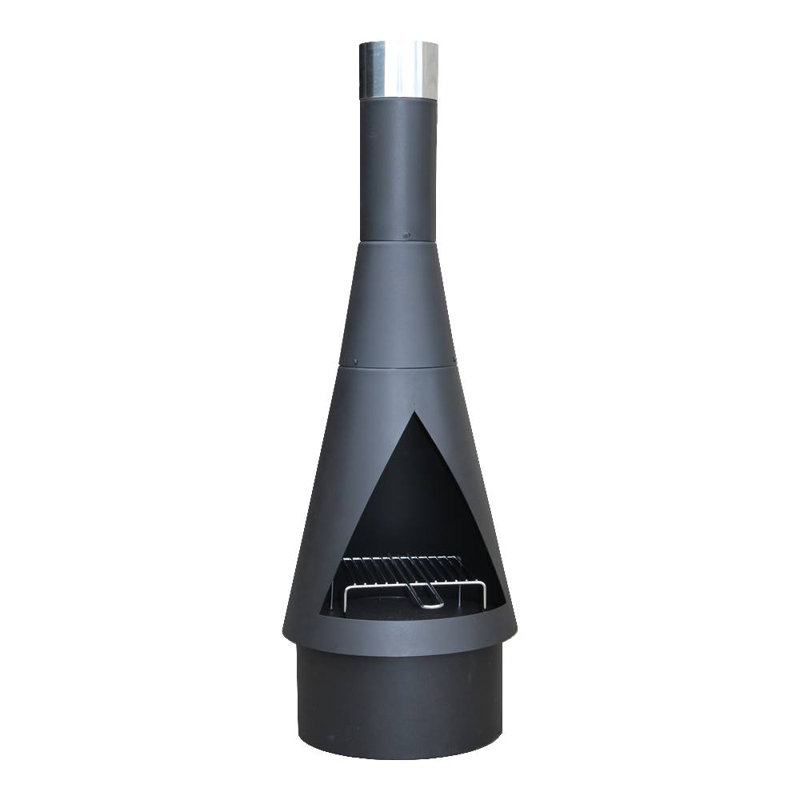 Ajrie Tapered Steel Wood Burning Smokeless Chimnea, Black