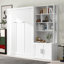 Lit escamotable double avec plusieurs tablettes de rangement et une base de lit pliante