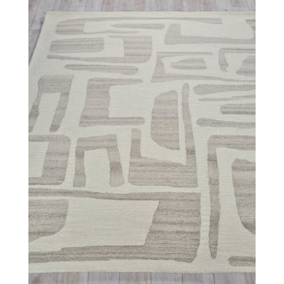 Exquisite Rugs Carmel Handmade Hand-Tufted New Zealand Wool On Canvas Ivory/Beige Area Rug