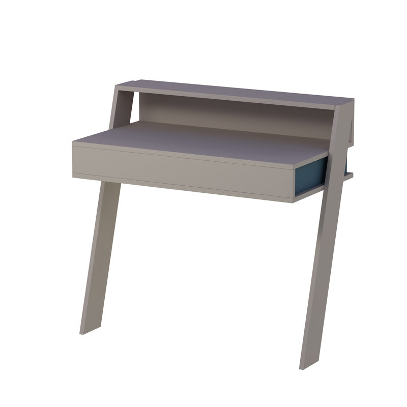 Cowork Modern Floating Desk Wall Mounted With Drawer 94cm Wide, Light Mocca/Turquoise