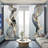 2Pcs Abstract Wave Curtains Rod Pocket Mount Digital Printing Blue Gold Sheer Polyester Material Modern Elegant Pattern Window Treatment for Living Room Bedroom Kitchen Home Decor-333225088