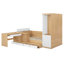 Lit plateforme double en bois avec 6 tiroirs, tablettes, bureau et garde-robe pour un rangement et une fonctionnalité ultimes-1801455816