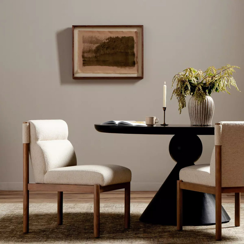 Kiano Upholstered Dining Chair, Ivory Polyester Blend