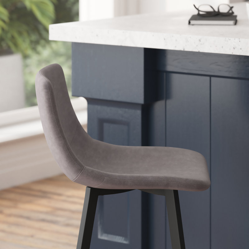 Brandy Upholstered Counter Stool with Metal Frame, Gray