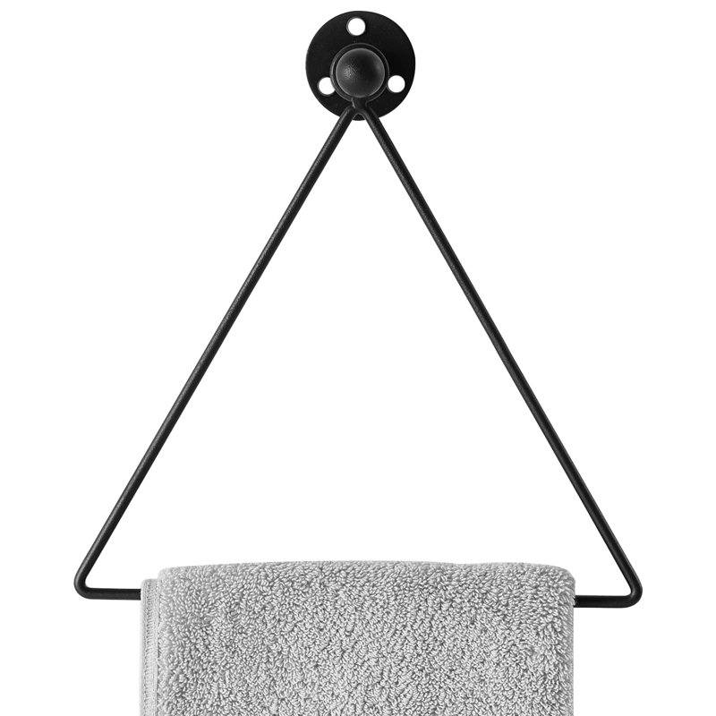Triangle Metal Wall Mounted Towel Ring, Black