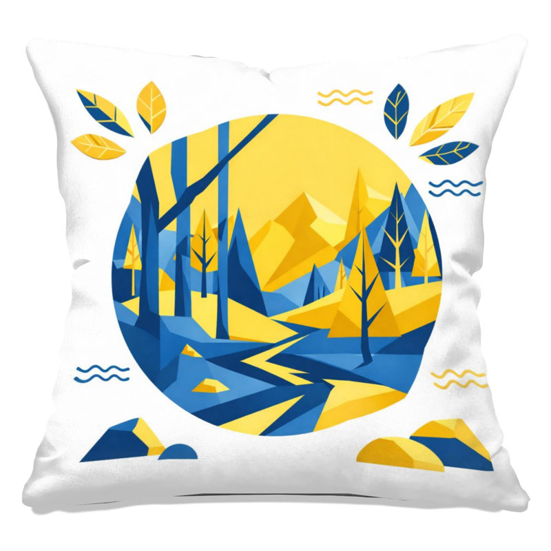 Coussins décoratifs géométriques, 20 x 20 pouces, Jaune vif et bleu profond