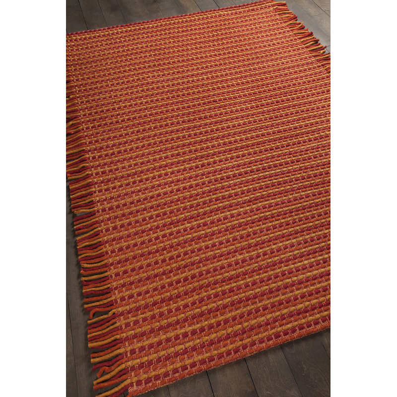 Adaline Hand-Woven Red/Orange Area Rug, 7'9" x 10'6"
