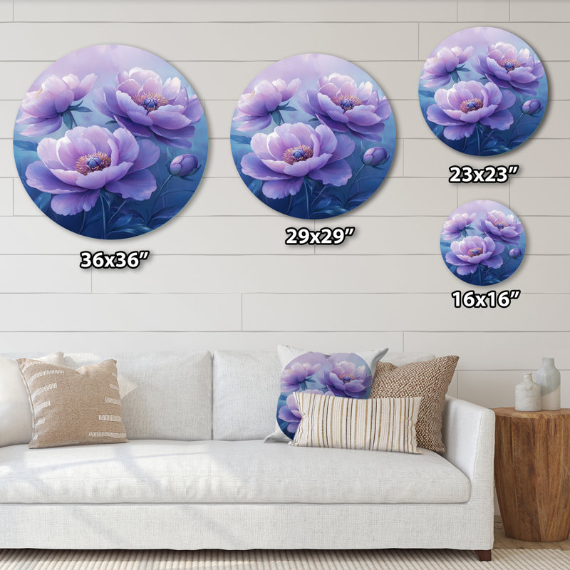 Keelia - reproduction d'art traditionnelle mauve en métal, H 23 po x l 23 po