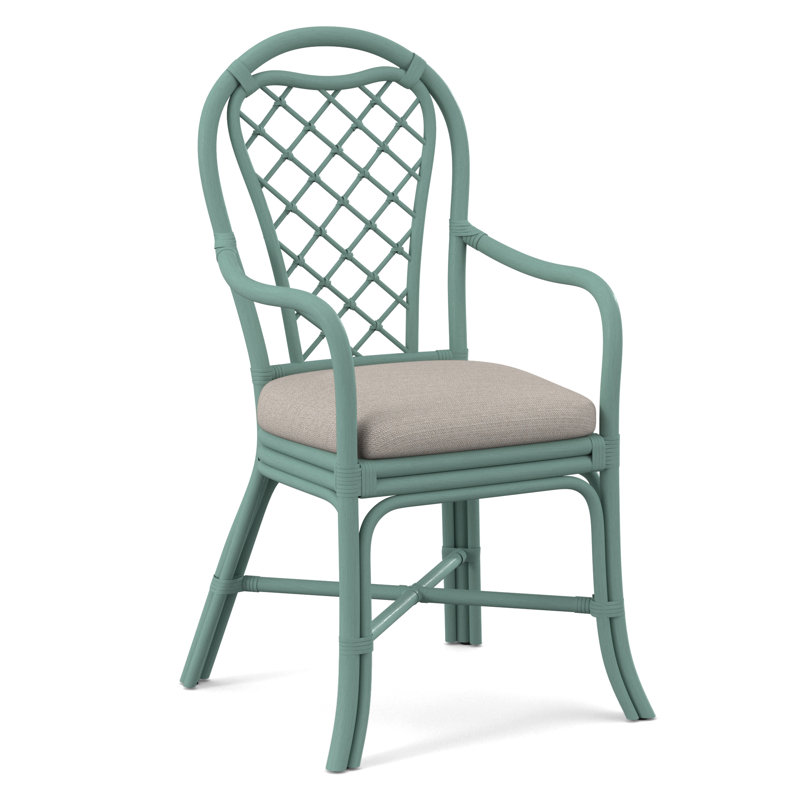 Trellis Dining Arm Chair, White Textured Performance; 0865-91, Nickel