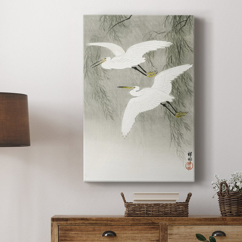 Koson's Flying Herons I - Cavas enveloppés de galerie, H 12 po x l 8 po