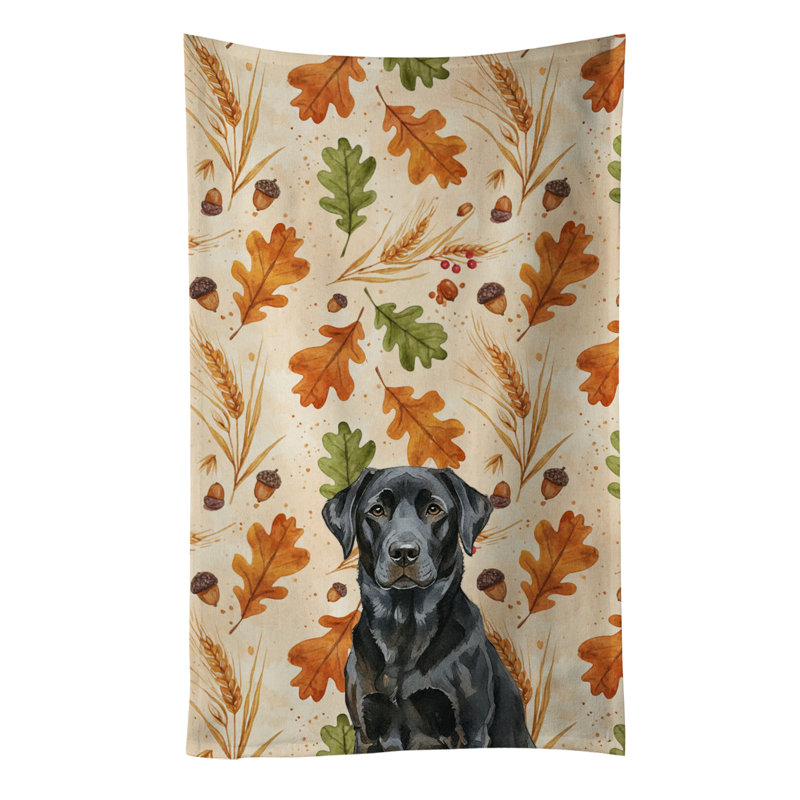 Black Labrador Retriever Heirloom Fall Kitchen Towel, Black Labrador Retriever