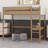 Twin Size Rubber Wood Loft Bed – Desk, Boucle Upholstered Headboard/Footboard, Ladder & Safety Guardrails