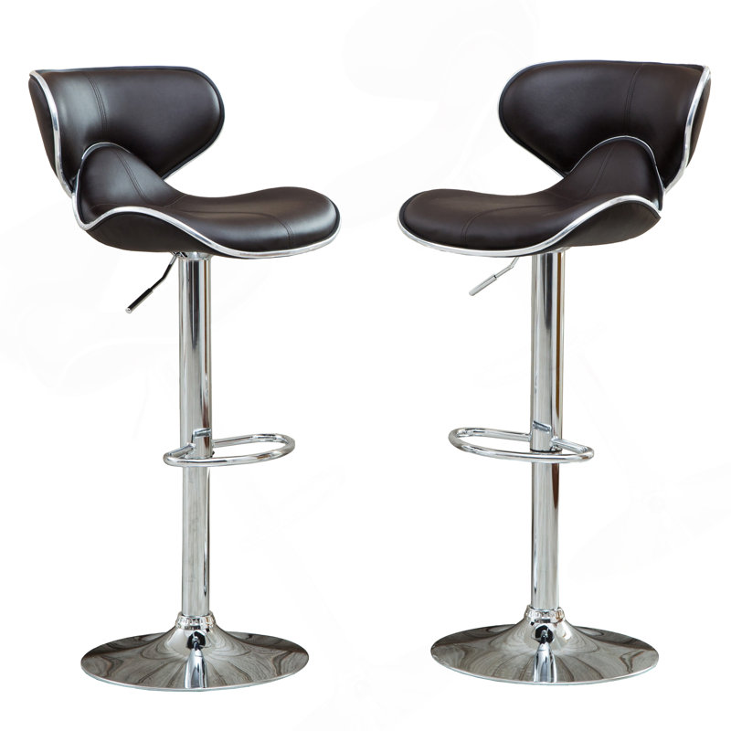 Ensemble de 2 tabourets pivotants réglables Masaccio avec base chromée Airlift, Marron foncé