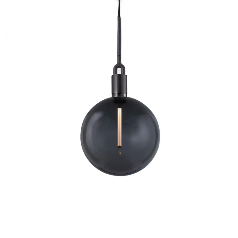 Luminaire suspendu fourche / globe / grand, Métal industriel, Fumé