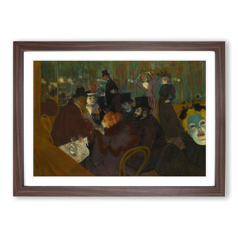 At the Cabaret by Henri De Toulouse-Lautrec - Picture Frame Painting, Walnut Framed, 36cm H x 48cm W x 2cm D
