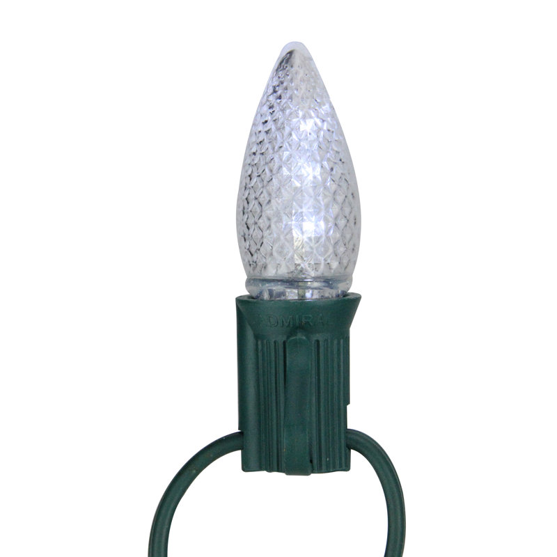 Ampoules de Noël à facettes transparentes à DEL C7, Blanc froid
