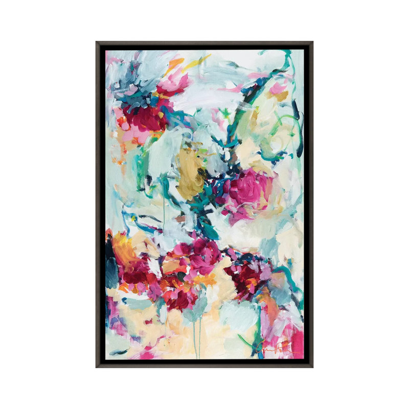 «Jade Blossoms» par Amira Rahim - reproduction d'art, Toile encadrée de bois rustique foncé, H 40 po x l 26 po x P 1,5 po