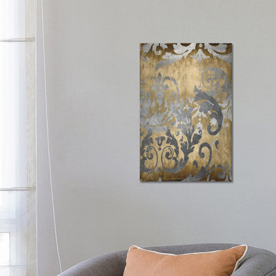 Damask In Gold I by Ellie Roberts - Wrapped Canvas Print