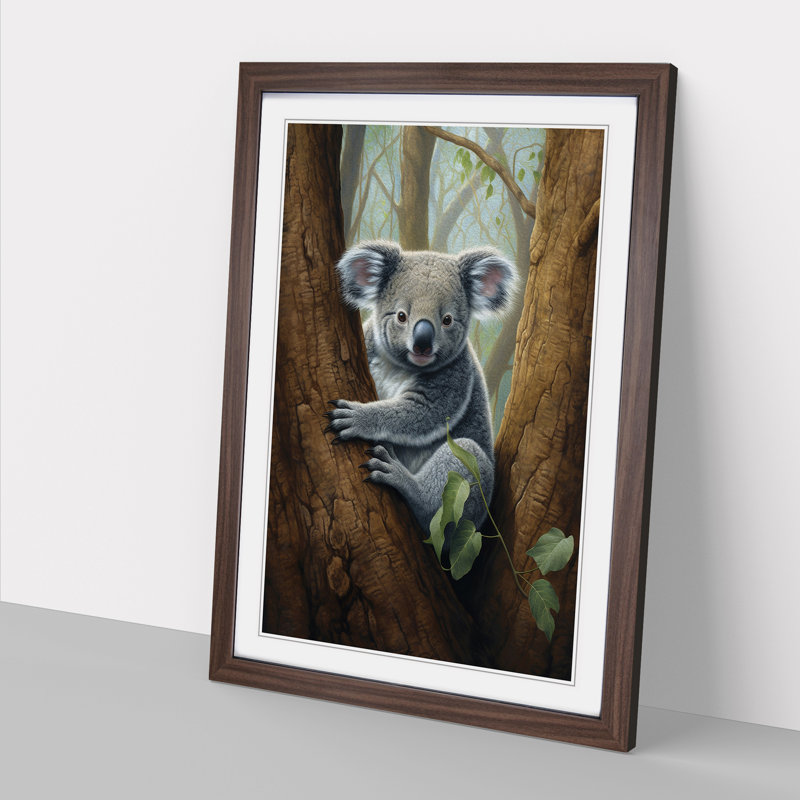 Koala Bear Symbolism Art - Framed Print, Walnut Framed, 64cm H x 46cm W x 2cm D