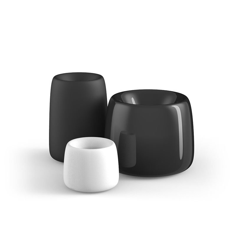 Organic Resin Pot Planter, 13.5" H x 16.5" W x 16.5" D, Black