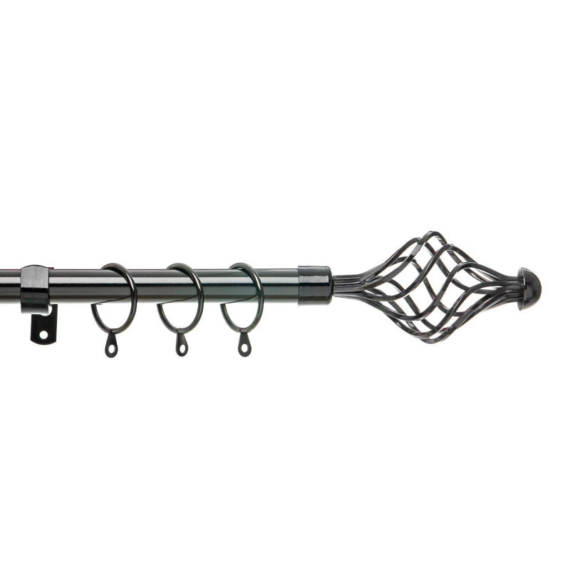 Johnby Adjustable Curtain Pole Set, Black Nickel, 6.5cm H x 300cm W x 6.5cm D