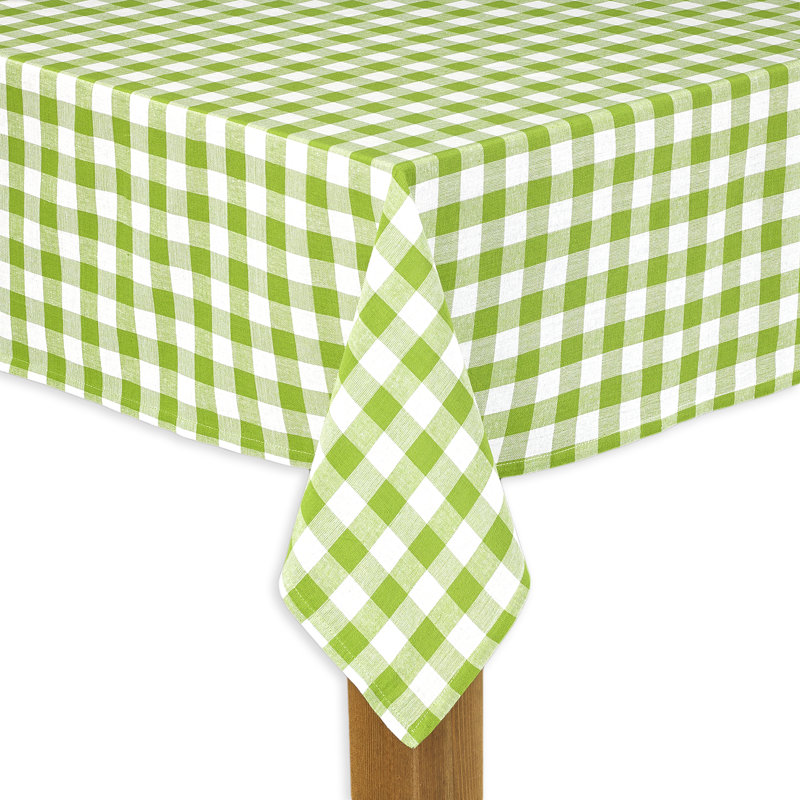 Andreas Gingham 100% Cotton Square/Oval Tablecloth, Green, 60" W x 120" L