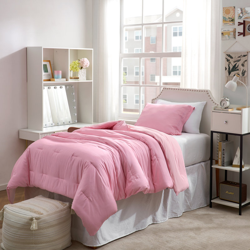 Ensemble d'édredon surdimensionné rose bonbon Comon, Édredon pour lit simple TG + 1 taie décorative