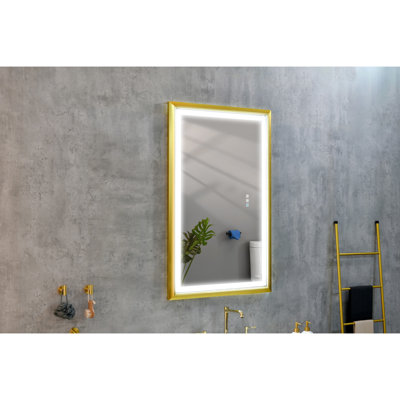 Large Rectangular Led Bathroom Mirror With Fog And Dimmable Feature . Lights Make-Up, Shaving, Skincare Try-On Function
