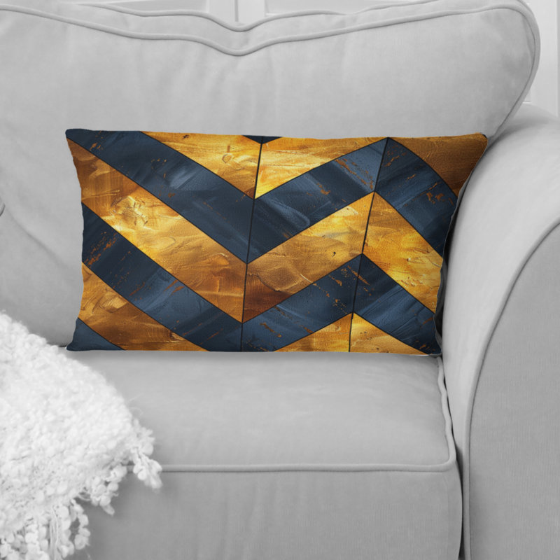 Motif lombaire transitionnel bleu et doré à motif de chevrons