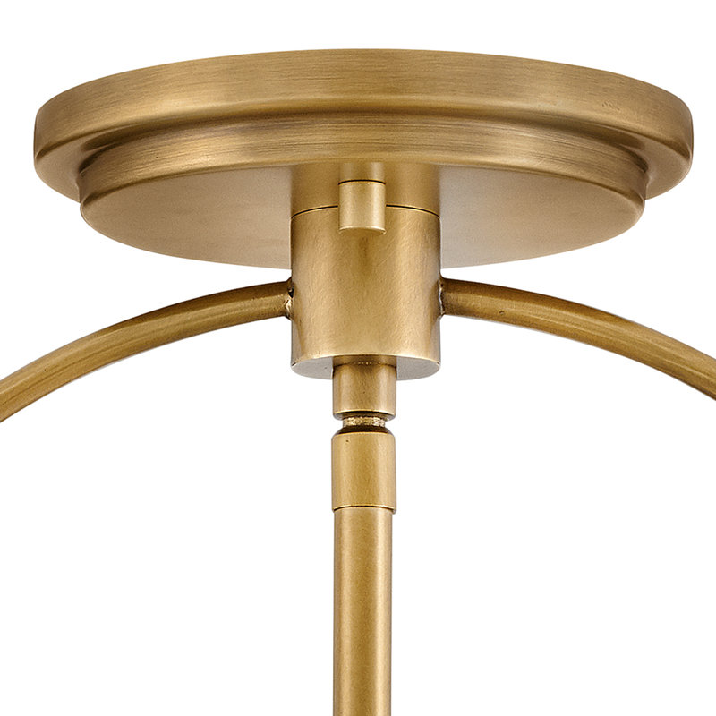 Tournon Glass Semi Flush Mount, Heritage Brass