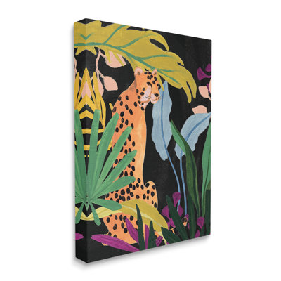 Jungle Leaves & Cheetah Canvas Wall Art by June Erica Vess