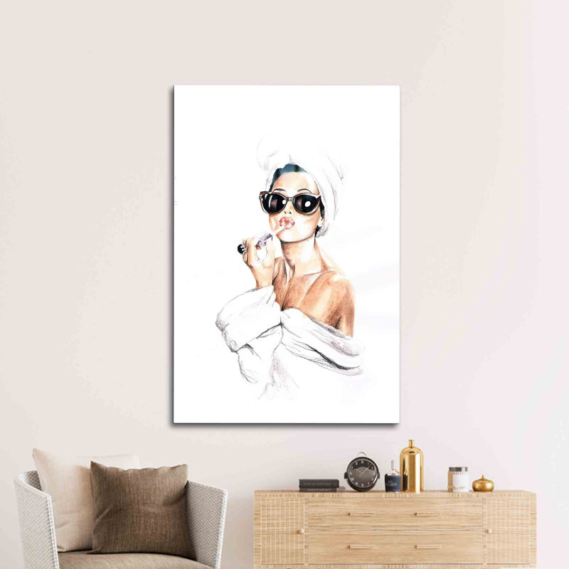 Art mural en verre Audrey Hepburn, H 28,3 po x l 18,1 po