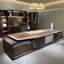 Bureau de direction haut de gamme brun noyer de 102,36 po-1355557466